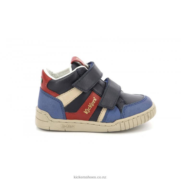 Kickers Kids Wincky Vel Blue Red Navy NPZDR1002