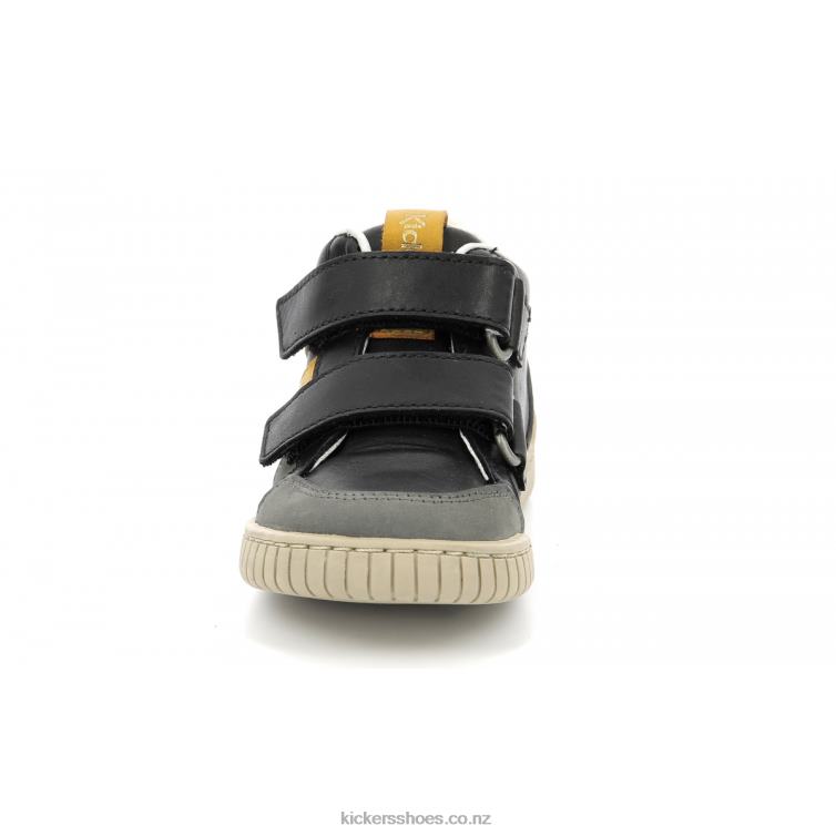 Kickers Kids Wincky Vel Grey Yellow Black NPZDR1003