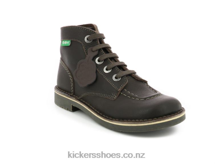 Kickers Women Kick Col Dk Brown Wh Stiching Perm NPZDR222
