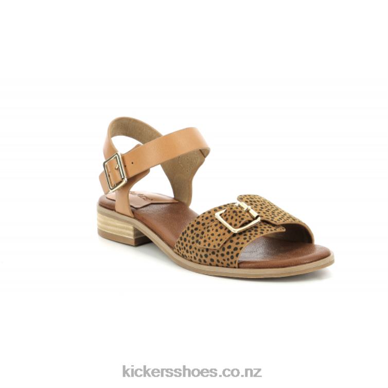 Kickers Women Bucidi Camel Black Print NPZDR43