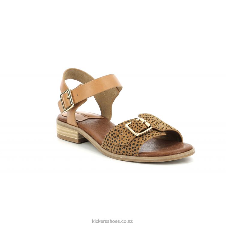 Kickers Women Bucidi Camel Black Print NPZDR43
