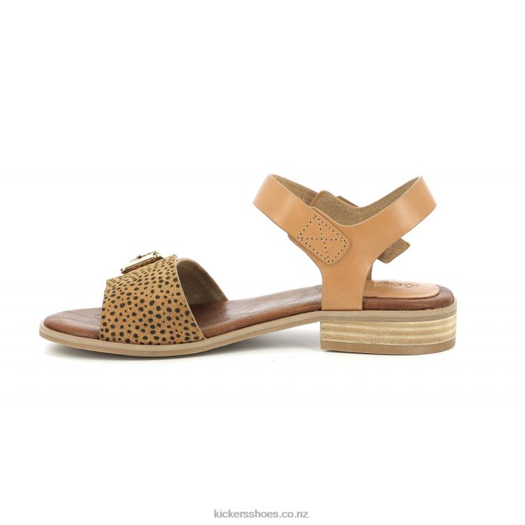 Kickers Women Bucidi Camel Black Print NPZDR43