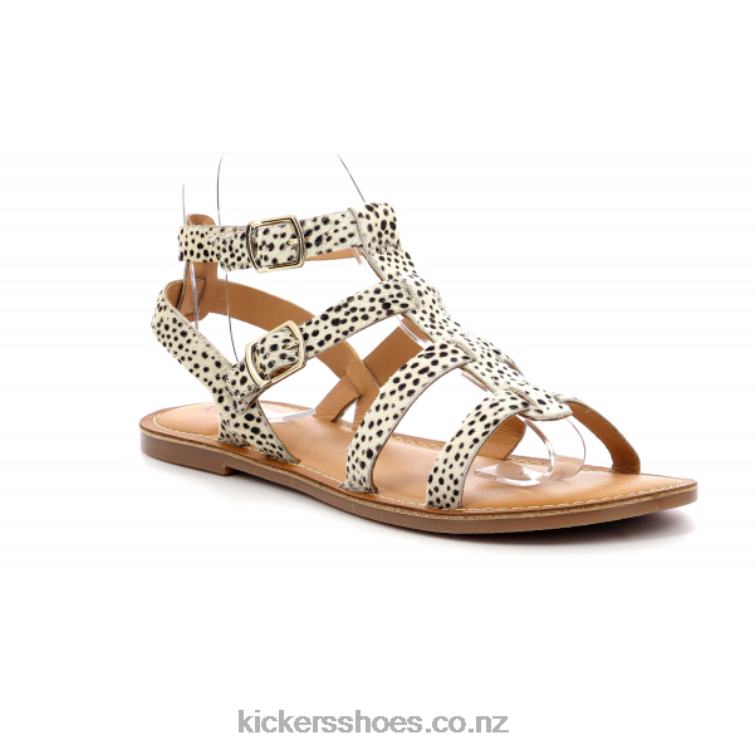 Kickers Women Kick Dazed White Brown Printing NPZDR74