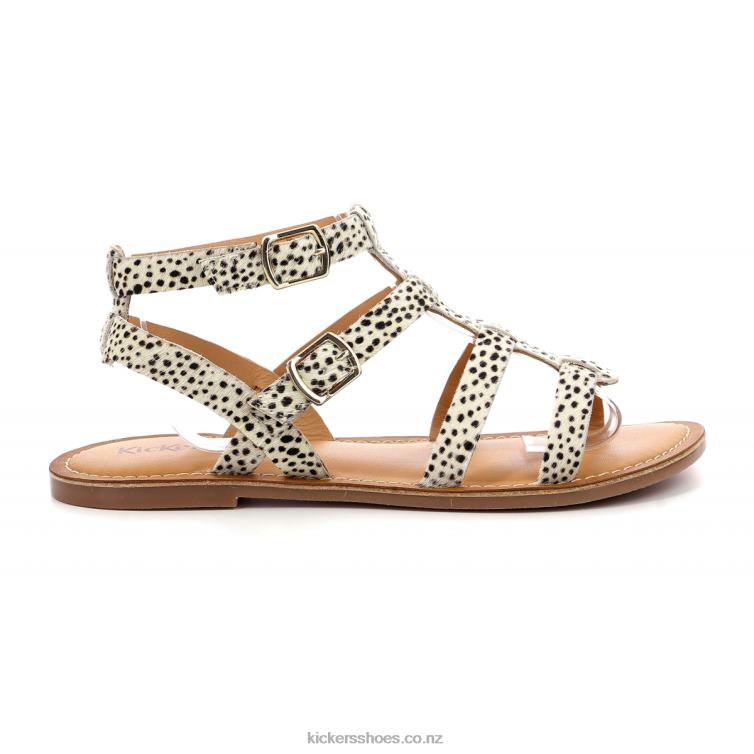 Kickers Women Kick Dazed White Brown Printing NPZDR74