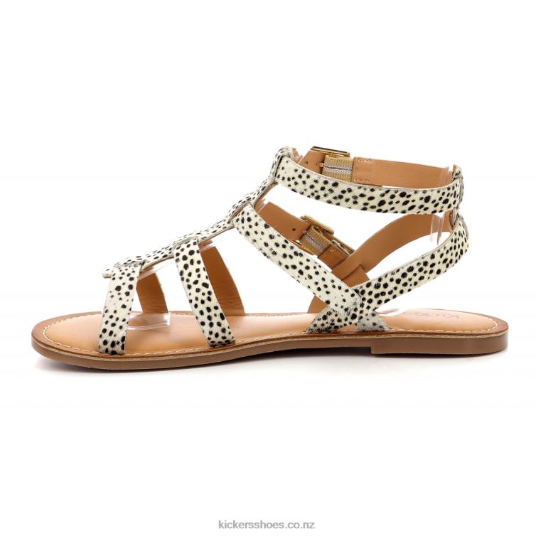 Kickers Women Kick Dazed White Brown Printing NPZDR74