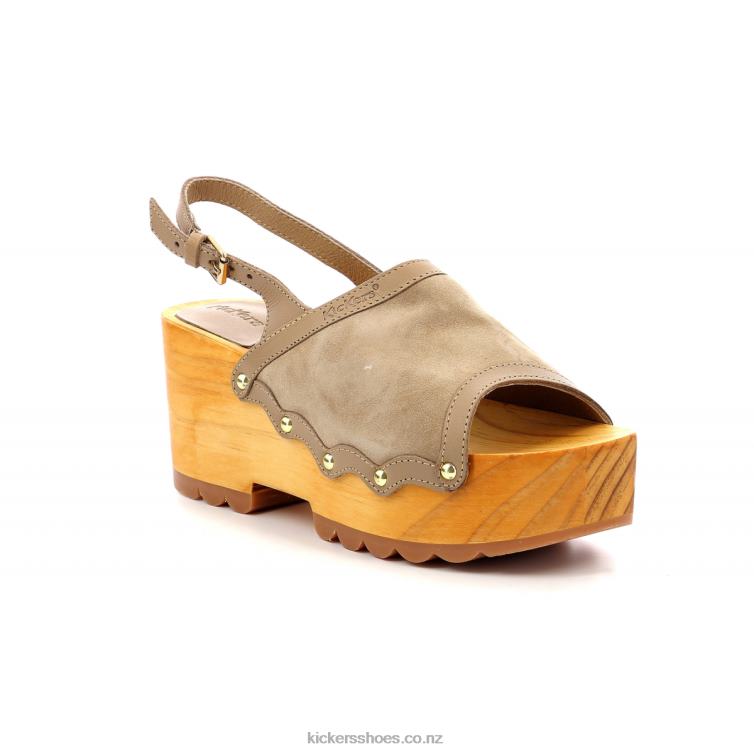 Kickers Women Kick Wedge Wood Light Beige NPZDR13