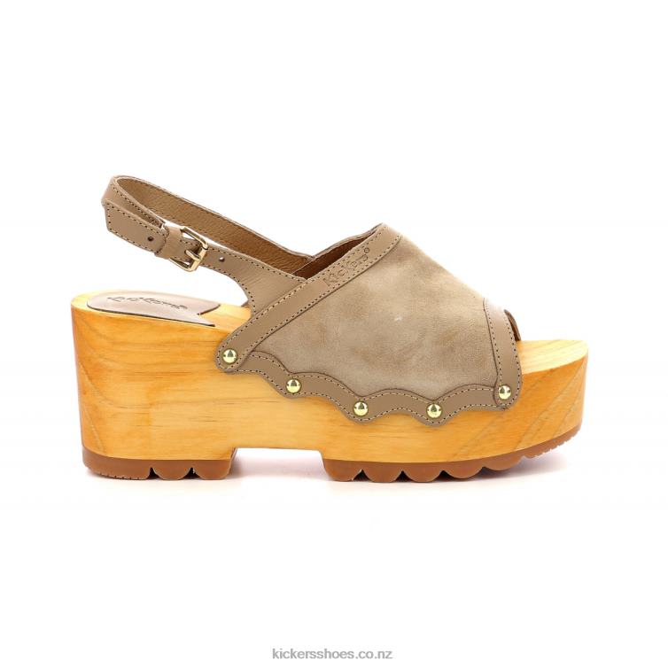 Kickers Women Kick Wedge Wood Light Beige NPZDR13