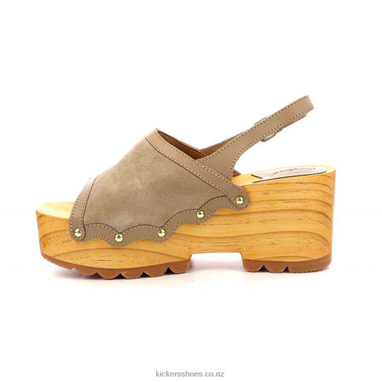 Kickers Women Kick Wedge Wood Light Beige NPZDR13
