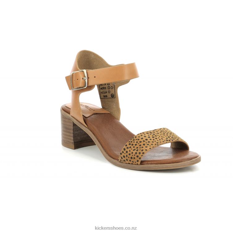 Kickers Women Volou Camel Black Print NPZDR79