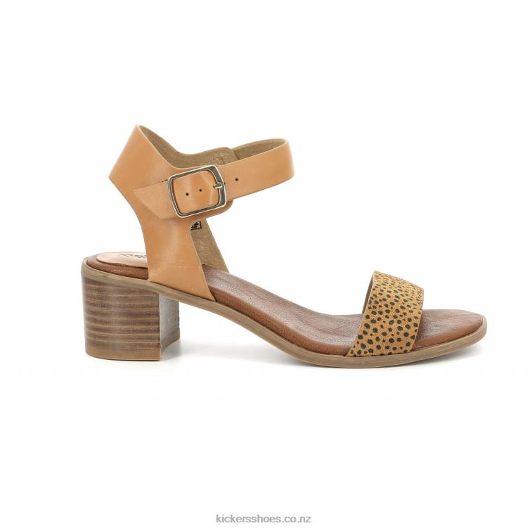 Kickers Women Volou Camel Black Print NPZDR79