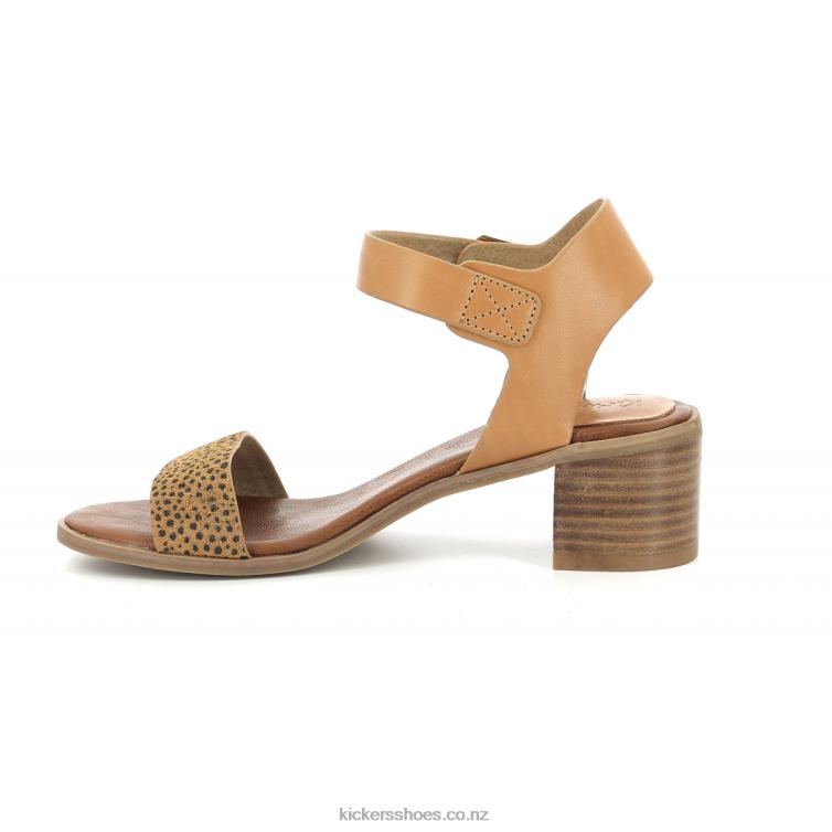 Kickers Women Volou Camel Black Print NPZDR79